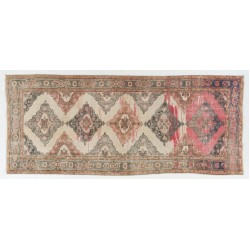 One-of-a-Kind Anatolian Runner Rug, Vintage Handmade Corridor Carpet. 4.8 x 11.6 Ft (145 x 351 cm)