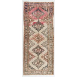 One-of-a-Kind Anatolian Runner Rug, Vintage Handmade Corridor Carpet. 4.8 x 11.6 Ft (145 x 351 cm)