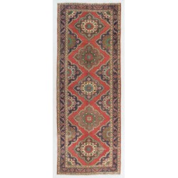 Turkish Runner Rug, Authentic Vintage Handmade Hallway Runner. 4.8 x 12.8 Ft (145 x 390 cm)