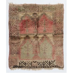 Rare Antique Central Anatolian Village Rug in Soft Plant Dyed Colors. 5 x 6 Ft (150 x 180 cm)