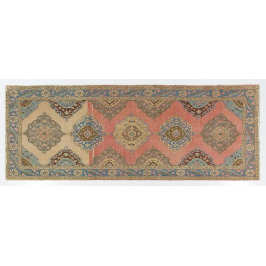 Turkish Runner Rug, Authentic Vintage Handmade Hallway Runner. 5 x 12.6 Ft (150 x 383 cm)
