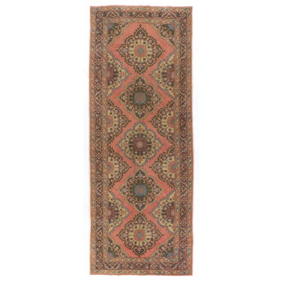 Turkish Runner Rug, Authentic Vintage Handmade Hallway Runner. 5 x 12.7 Ft (150 x 385 cm)