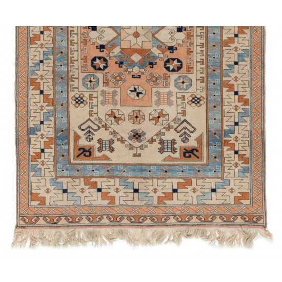 Traditional Vintage Handmade Turkish Rug with Tribal Style, 100% Wool. 5 x 8 Ft (155 x 243 cm)