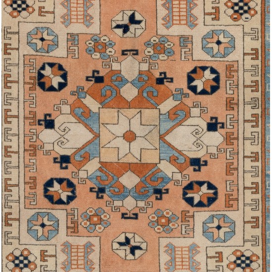 Traditional Vintage Handmade Turkish Rug with Tribal Style, 100% Wool. 5 x 8 Ft (155 x 243 cm)