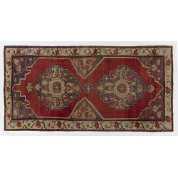 Oriental Handmade Wool Rug from 1960's, Vintage Turkish Carpet. 5.2 x 10.2 Ft (156 x 310 cm)