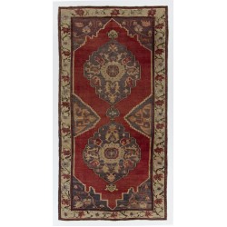 Oriental Handmade Wool Rug from 1960's, Vintage Turkish Carpet. 5.2 x 10.2 Ft (156 x 310 cm)
