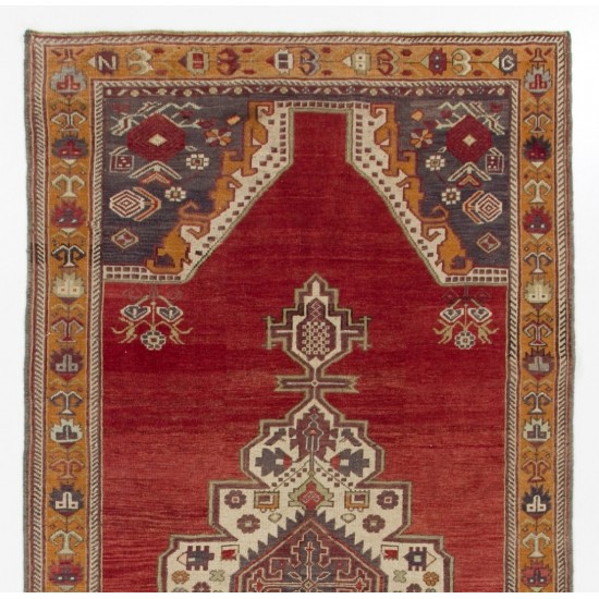 Unique Vintage Handmade Turkish Oriental Rug, 100% Wool. 5.8 x 11.8 Ft (174 x 359 cm)