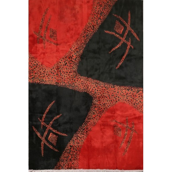 Contemporary Vintage Turkish Area Rug Designed by Singer and Artist Zeki Muren. 6.8 x 10.2 Ft (206 x 309 cm)