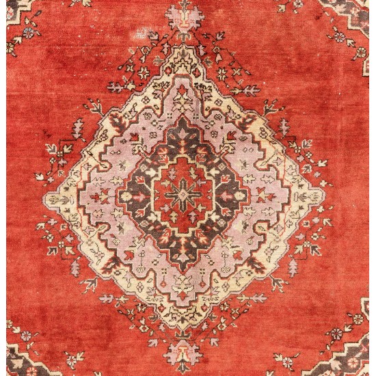 Rare Semi Antique Anatolian Oushak Rug. 7.9 x 9.5 Ft (240 x 287 cm)
