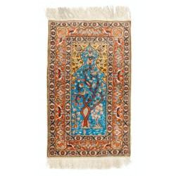 Silk and Metal Threat Rug from Kayseri / Turkey. 2.3 x 3.7 Ft (69 x 112 cm)