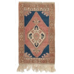 One-of-a-Kind Vintage Handmade Turkish Village Accent Rug, Circa 1960. 2.4 x 3.8 Ft (72 x 115 cm)