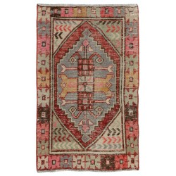 One of a Kind Tribal Oriental Rug, Traditional Vintage Handmade Turkish Carpet. 2.6 x 4 Ft (78 x 120 cm)