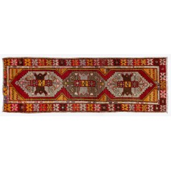 Multicolor Turkish Runner Rug, Authentic Vintage Handmade Hallway Runner. 2.7 x 8.5 Ft (80 x 257 cm)