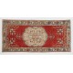 Mid-Century Turkish Handmade Wool Accent Rug for Country Home, Rustic Decor. 3 x 6.4 Ft (90 x 193 cm)