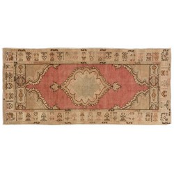 Vintage Turkish Handmade Accent Rug for Home and Office Decor. 3.2 x 6.5 Ft (95 x 197 cm)