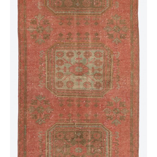 Authentic Vintage Handmade Turkish Runner Rug for Hallway Decor. 3.2 x 11.9 Ft (95 x 360 cm)