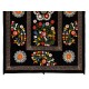 Silk Hand Embroidered Bed Cover, Vintage Suzani Wall Hanging from Uzbekistan. 4.4 x 6.7 Ft (133 x 203 cm)