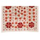 New Silk and Cotton Suzani Wall Hanging. Traditional Hand Embroidered Uzbek Bedspread. 4.6 x 6.3 Ft (138 x 190 cm)