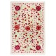 New Silk and Cotton Suzani Wall Hanging. Traditional Hand Embroidered Uzbek Bedspread. 4.6 x 7 Ft (140 x 212 cm)