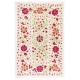 Silk Hand Embroidered Bed Cover, New Suzani Wall Hanging from Uzbekistan. 4.9 x 6.9 Ft (147 x 210 cm)
