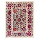 Silk Hand Embroidered Bed Cover, New Suzani Wall Hanging from Uzbekistan. 6.2 x 7.8 Ft (187 x 237 cm)