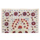 Silk Hand Embroidered Bed Cover, New Suzani Wall Hanging from Uzbekistan. 6.3 x 8 Ft (190 x 243 cm)