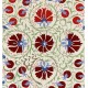 Silk Hand Embroidered Bed Cover, New Suzani Wall Hanging from Uzbekistan. 6.3 x 8 Ft (190 x 243 cm)
