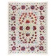 Silk Hand Embroidered Bed Cover, New Suzani Wall Hanging from Uzbekistan. 6.3 x 8 Ft (190 x 243 cm)