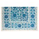 Authentic Silk Hand Embroidered Bed Cover, New Suzani Wall Hanging from Uzbekistan. 6.3 x 8 Ft (192 x 245 cm)
