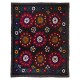 Silk Hand Embroidered Bed Cover, Vintage Suzani Wall Hanging from Uzbekistan. 6.4 x 7.8 Ft (195 x 236 cm)