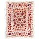 Authentic Silk Hand Embroidered Bed Cover, New Suzani Wall Hanging from Uzbekistan. 6.4 x 8.3 Ft (195 x 250 cm)