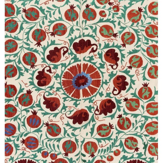 New Silk Hand Embroidered Bed Cover, Decorative Suzani Wall Hanging from Uzbekistan. 6.8 x 7.9 Ft (206 x 240 cm)
