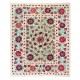 New Silk Hand Embroidered Bed Cover, Decorative Suzani Wall Hanging from Uzbekistan. 6.8 x 7.9 Ft (206 x 240 cm)