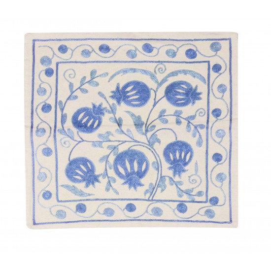 Decorative Silk Embroidery Suzani Cushion Cover from Uzbekistan. 17" x 18" (42 x 45 cm)