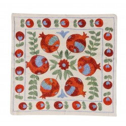 New Uzbek Silk Embroidery Suzani Cushion Cover. Decorative Lace Pillow Cover. 17" x 18" (43 x 45 cm)