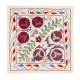 21st-Century Suzani Throw Pillow Cover from Uzbekistan. Hand Embroidered Cotton and Silk Cushion Cover. 18" x 18" (44 x 44 cm)