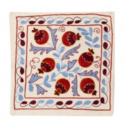 Hand Embroidery Suzani Cushion Cover, Decorative Central Asian / Uzbek Throw Pillow Cover. 19" x 19" (46 x 46 cm)
