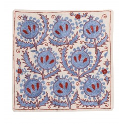 Nice Suzani Throw Pillow Cover from Uzbekistan. Hand Embroidered Cotton and Silk Cushion Cover. 19" x 19" (46 x 46 cm)