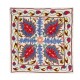 New Uzbek Silk Embroidery Suzani Cushion Cover. Decorative Lace Pillow Cover. 19" x 19" (46 x 46 cm)