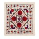 New Uzbek Silk Embroidery Suzani Cushion Cover. Decorative Lace Pillow Cover. 19" x 19" (46 x 46 cm)