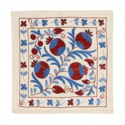 Handmade Authentic Uzbek Silk Embroidered Suzani Throw Pillow Cover. 19" x 19" (46 x 46 cm)
