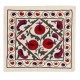 Suzani Silk, Cotton and Linen Cushion Cover, Hand Embroidered Uzbek Suzani Throw Pillow Cover. 19" x 19" (46 x 46 cm)