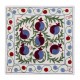 Uzbek Suzani Silk, Cotton and Linen Cushion Cover, Hand Embroidered Uzbek Suzani Throw Pillow Cover. 19" x 19" (46 x 46 cm)