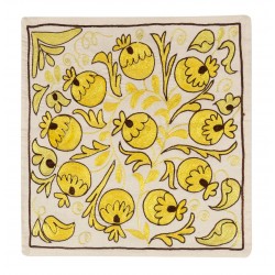 Elegant New Silk Hand Embroidered Suzani Cushion Cover from Uzbekistan. 19" x 19" (46 x 46 cm)