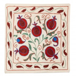 Authentic Hand Embroidered Silk, Cotton and Linen Cushion Cover From Uzbekistan. 19" x 19" (46 x 46 cm)