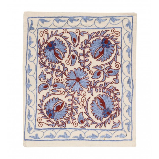 Decorative Silk Embroidery Suzani Cushion Cover from Uzbekistan. 19" x 19" (46 x 46 cm)