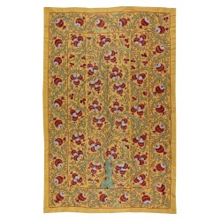 Silk Suzani Wall Hanging from Uzbekistan, Brand-New Hand Embroidered Bed or Table Cover. 4.5 x 6.9 Ft (137 x 210 cm)