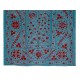 Decorative Silk Suzani Textille. Brand New Uzbek Embroidery Wall Hanging, Bed or Table Cover. 4.6 x 7 Ft (140 x 216 cm)