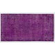 Purple Overdyed Accent Rug, Mid-Century Handmade Central Anatolian Carpet. 3.9 x 7.3 Ft (116 x 220 cm)
