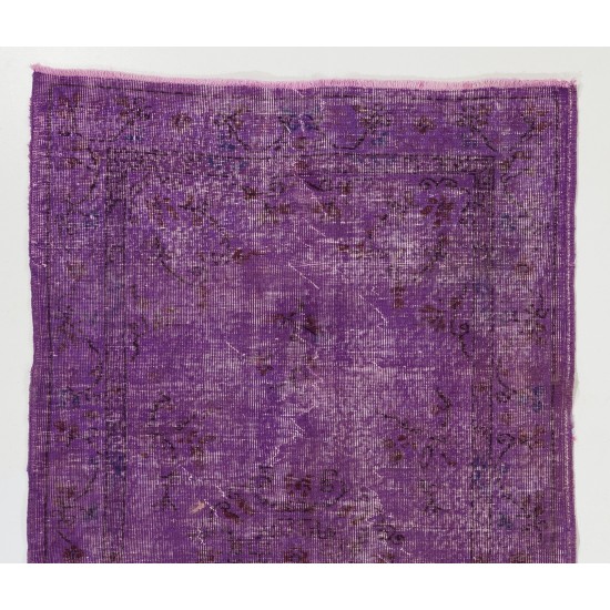 Purple Overdyed Accent Rug, Mid-Century Handmade Central Anatolian Carpet. 4 x 6.9 Ft (120 x 210 cm)